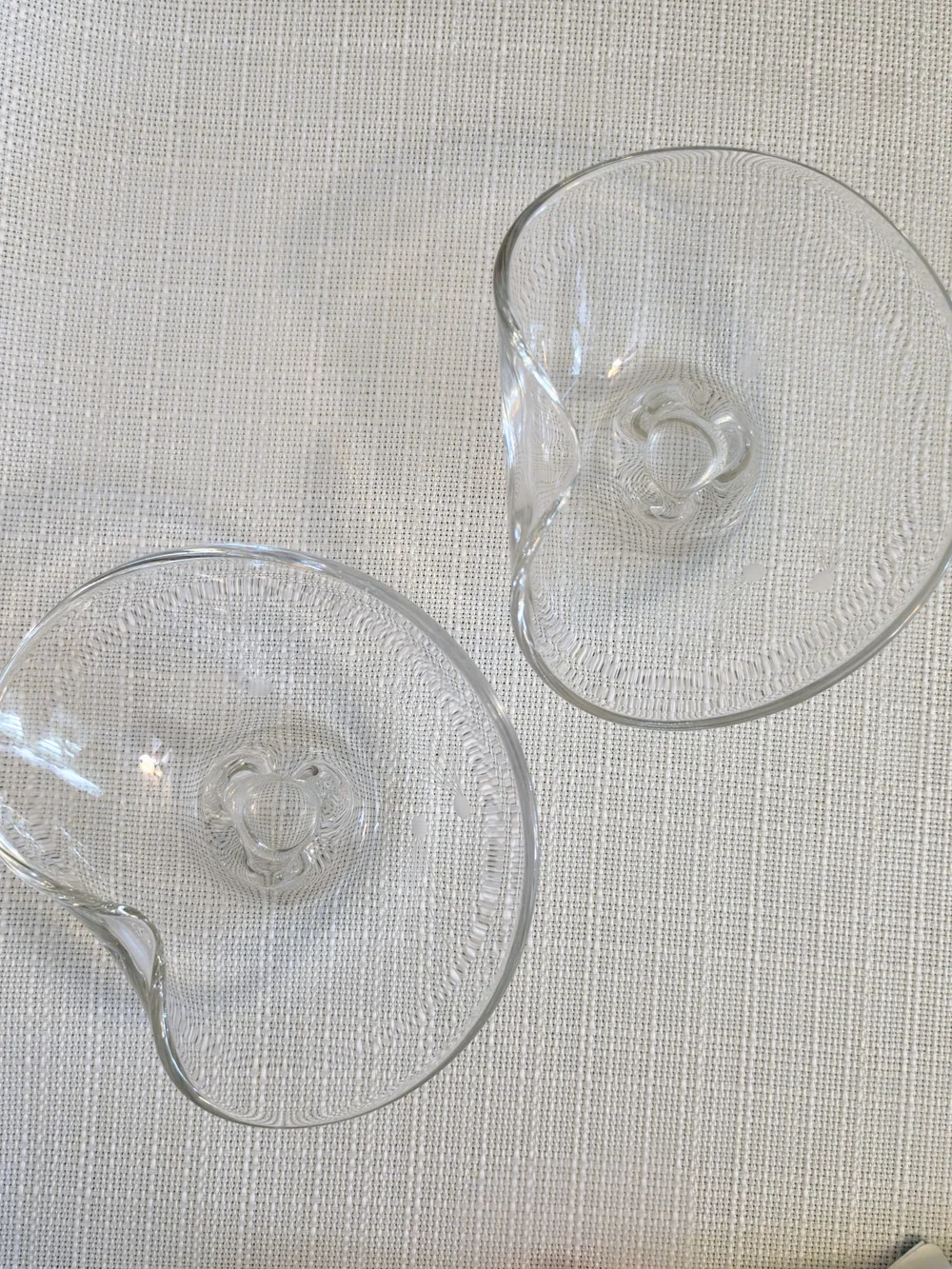 Vtg Fostoria Pine Etched Candlestick Holders Flora Art Glass MCM Kidney